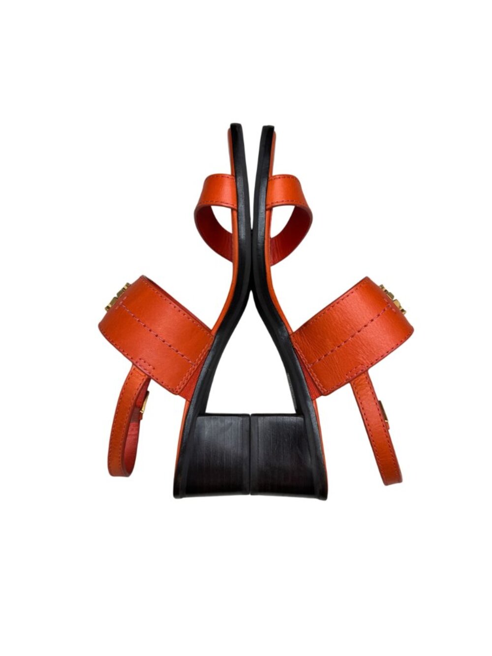 Tory Burch Eleanor Block Heel Sandals Women's Orange Slingback Logo, Sz 8M NWOB - Picture 6 of 9